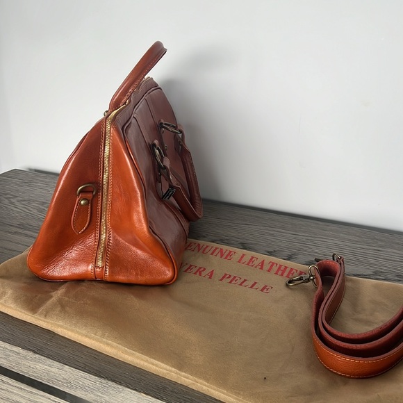 VERA PELLE Leather Travel Bag Duffel Overnight - Picture 6 of 16